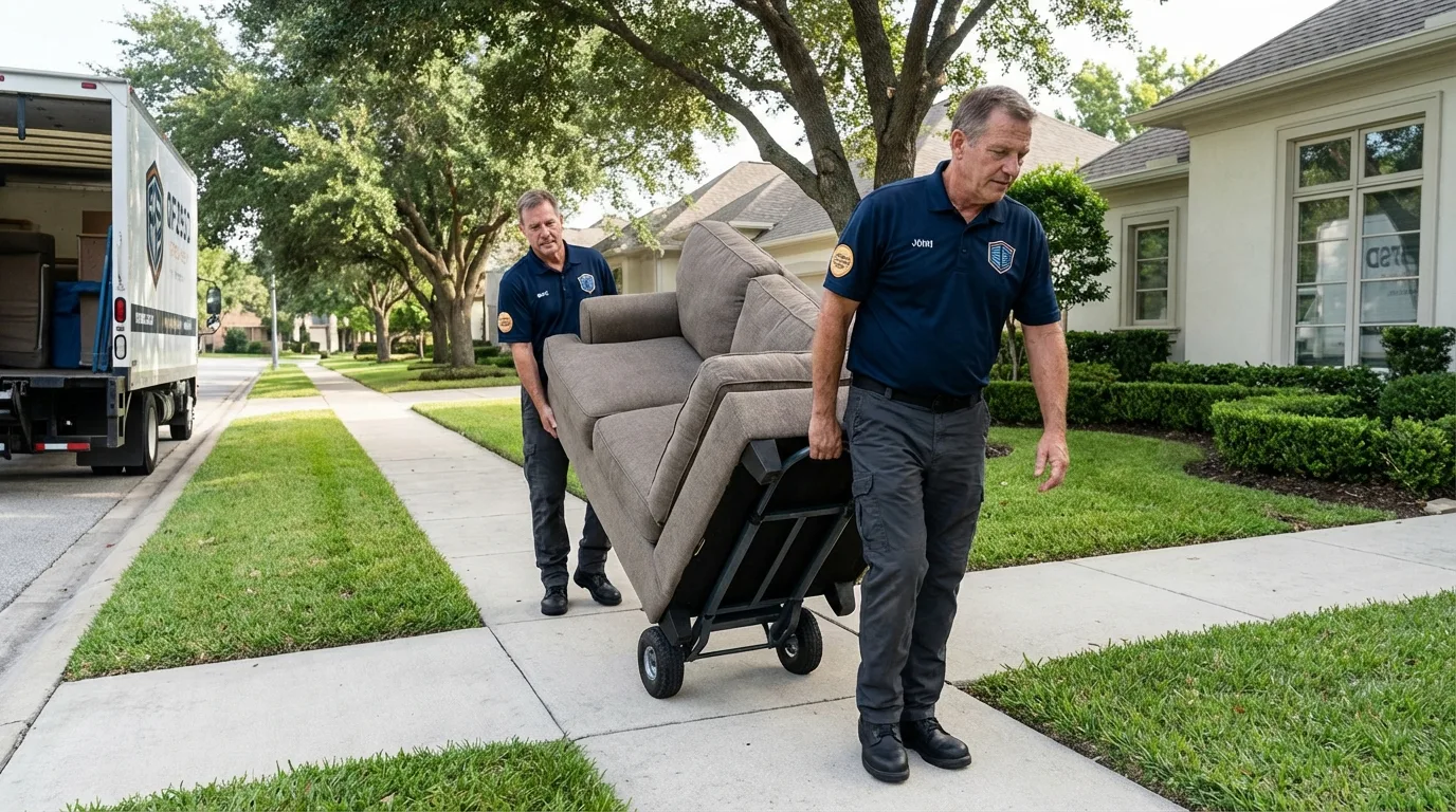 Local residential moving crew loading furniture in Ashland, OR